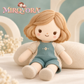 MIRQVORA™ Kit Mini Cloth Doll — 12-Inch Soft Rag Doll with Colorblock Playsuit, Fabric Hair & Embroidered Face