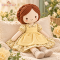 MIRQVORA™ June Cloth Doll — 14-Inch Soft Rag Doll with Pocket Apron, Floral Dress & Fabric Braid