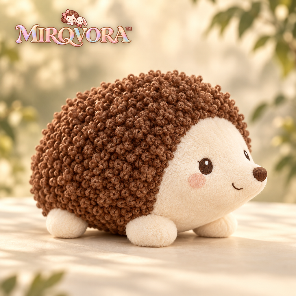 MIRQVORA™ Pip Hedgehog Plush — 9-Inch Stuffed Woodland Animal with Loop-Texture Back & Embroidered Face